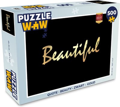 Puzzel Quote - Beauty - Zwart - Goud - Legpuzzel - Puzzel 500 stukjes