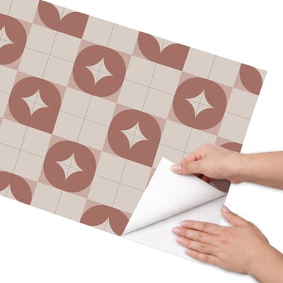 Coloray Meubel Wrap Folie - Beige Meubelfolie - 50x100 cm - Decoratiefolie Zelfklevend Vintage patroon - Meubelfolie Zelfklevend - Geometrische Meubelfolie - Wrapfolie Keuken - Wanddecoratie - Achtergronden en patronen