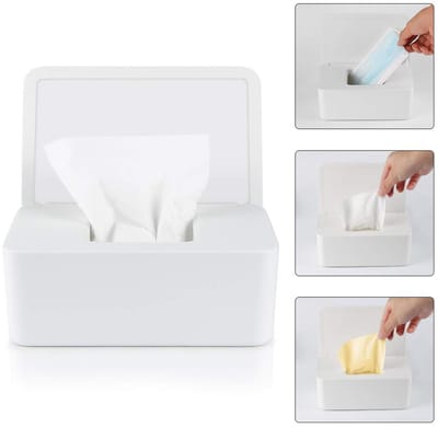 Dailygoods- Doekjesbox met deksel - Vaatdoekhouder - Doekjes houder - Kinderveilig - Kunststof - Grote capaciteit 18,5 x 12 x 7,5 cm - Doekjeshouder
