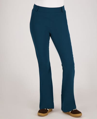 Je m'appelle Travelstof Dames Broek Flared Met stretch - Blauw - Maat S