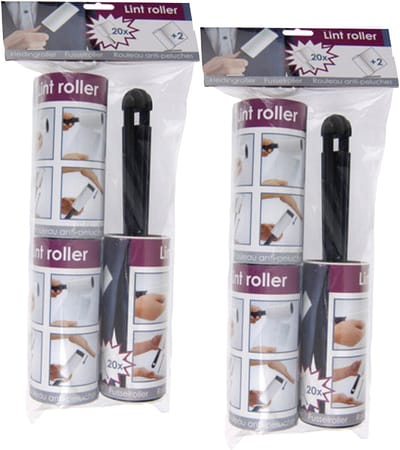 Kledingroller set - 2x - kleefroller - kledingborstel - pluizenroller voor kleding of meubel - pluizenverwijderaar