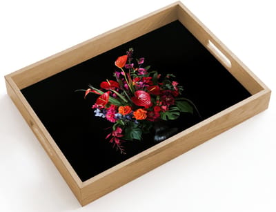 Dienblad hout 40x30 cm - Schootdienblad - Bloemen - Boeket - Sierlijk - Borrelplank rechthoek - Plateau dienbladen