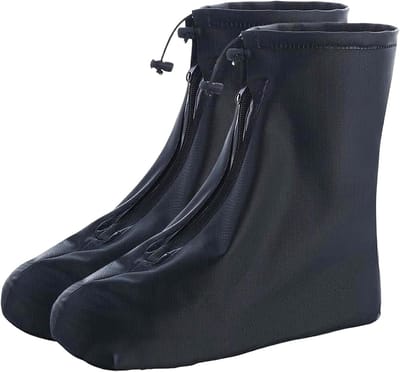 Waterproof Overshoes - Reusable Transparent Rain Boots Shoe Covers with Zip - Non-Slip Foldable Rainwear for Women and Men - Waterdichte schoenovertrekken - Zwart - L - 39-40