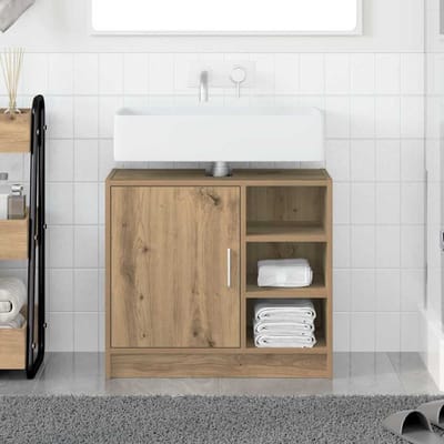 vidaXL - Badkamerkast - Artisan - Eiken - 63 - x - 29 - x - 55 - cm - Bewerkt - hout