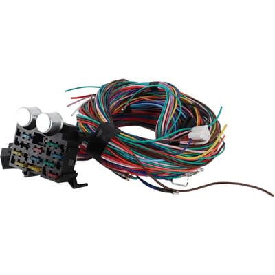 12-Circuit Bedradingsharnas Kit Hittebestendig Universeel Automobiel Zekering Draad Harness voor Rat Rods Zandauto's Hot Rods black
