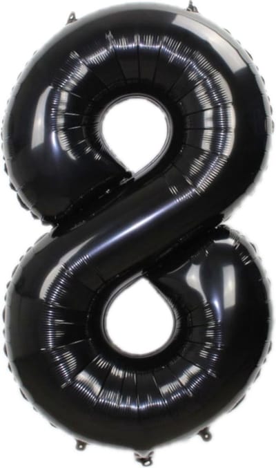 New Age Devi - Cijferballon - Folieballon - 70cm - Zwart - Cijfer 8 - Unieke Feestversiering