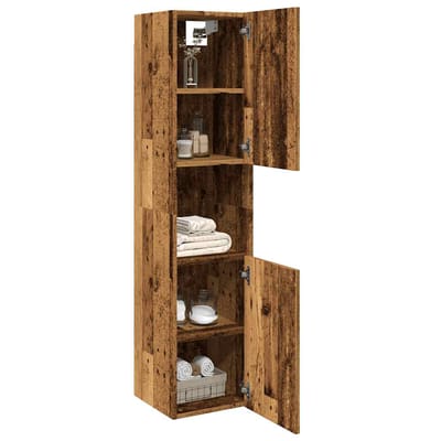vidaXL - Badkamerwandkast - 30x30x130 - cm - bewerkt - hout - oud - houtkleurig