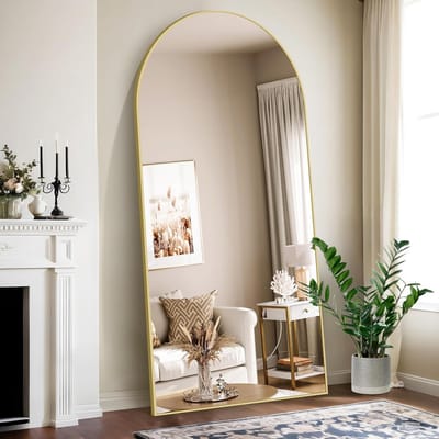 Grote staande vloerspiegel voor het hele lichaam met gouden frame - Wandspiegel voor slaapkamer en hal