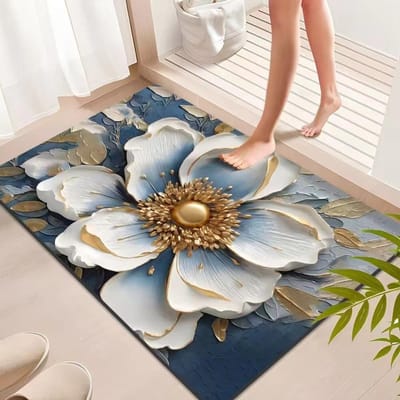 Tapis de sol de salle de bain 3D Tapis absorbant en boue de diatomées pour salle de bain Tapis de porte de toilette Tapis d'entrée Antidérapant Tapis doux Tapis de porte W977WW-40*60cm