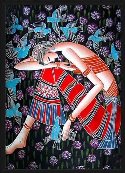 Allernieuwste.nl® Canvas Schilderij Mooie Oosterse Dame -2 - Modern - kleur - 40 x 60 cm