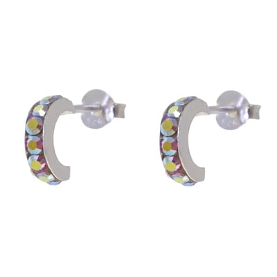 Behave – Oorbellen – 925 Sterling Zilveren Kleine Oorring met multi Rood Kristal steentjes