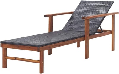 Loungestoel - Ligstoel Tuinstoel - Ontspannen Buiten - Weerbestendig Rattan - 200 cm - Zwart