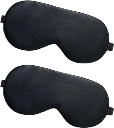 OUYLAF 2 stuks oogmasker - Slaapmasker - oogmasker zijde - oogmasker slaap - Oogmasker - oogmasker slaap verduisterend - Verstelbare Elastische Band - Zwart - Slaapmaskers