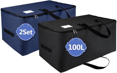 Dailygoods- Opbergtassen 100 liter - Onderbedopbergtas - Opvouwbare Opbergdozen - Oxford 600D Polyester - Handgrepen - Transparante Etikettentas