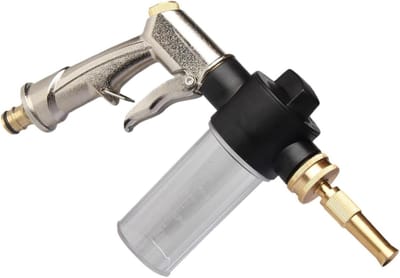 Tuinslang Sproeier - Schuimpistool Zeepdispenser - Auto Wassen - Verstelbaar Mondstuk - 21 cm - Zilverkleurig