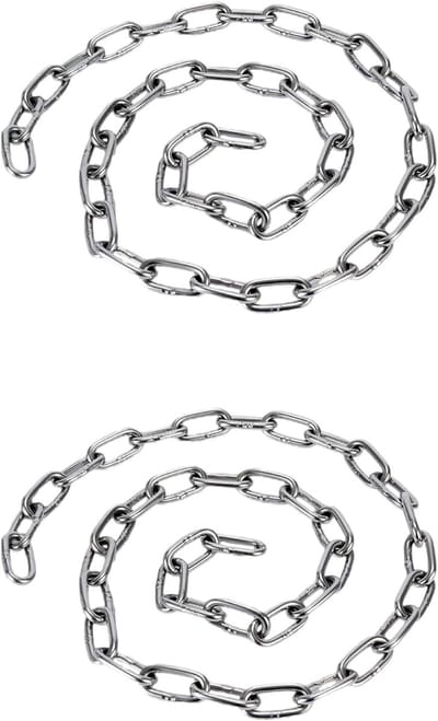 2 Stuks Ronde Stalen Ketting van 304 Roestvrij Staal met Karabijnhaak voor Schommels en Hangende Voerbakken (1m)
