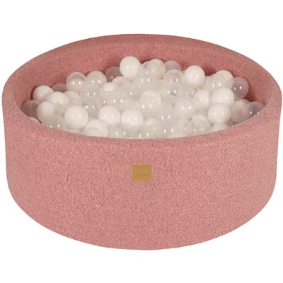 Ballenbak boucle ( teddy stof) 90 x30 cm + 200 ballen roze