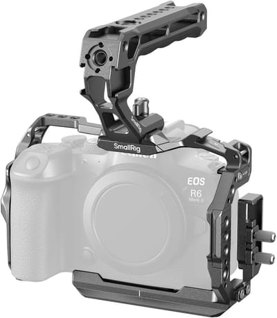 Camera Case Set voor Canon R6 Mark II, Volledige Cage met Bovenhandvat, Kabelklem en Koude Schoenen - 5197