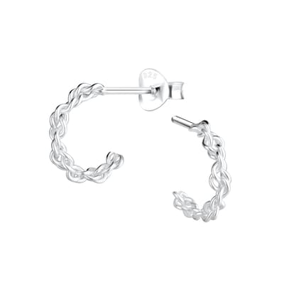 Joy|S - Zilveren twisted oorbellen - oorringen stud - 11 mm/ 2 mm - Singapore fantasie
