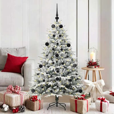 vidaXL - Kunstmatige - Voorverlichte - Kerstboom - met - Ballenset - Groen - 150 - cm