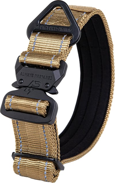 Always Prepared® Compact Halsband - Hals 30-45 CM - Hondenhalsband - geschikt voor iedere hondenriem - voor middel en grote honden - One Size - Khaki Reflecterend