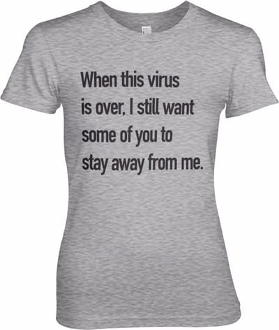 Hybris Stay Away From Me Girly Tee dames-T-shirt, heather-grijs