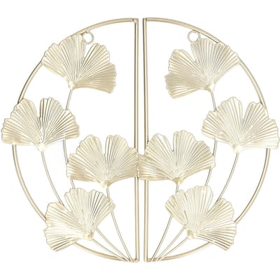 2 Pièces Décoration Feuille de Ginkgo Moderne Simple Style Nordique Métal Doré Feuille de Ginkgo Fer Forgé Mur white