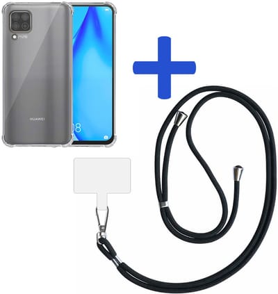 Smartphonica Telefoonhoesje Geschikt voor Huawei P40 Lite 4G - Nova 7i - Nova 6 SE Transparant Schokbestendig met Afneembaar Universeel Telefoonkoord - Backcover Case Siliconen ShockProof with Lanyard