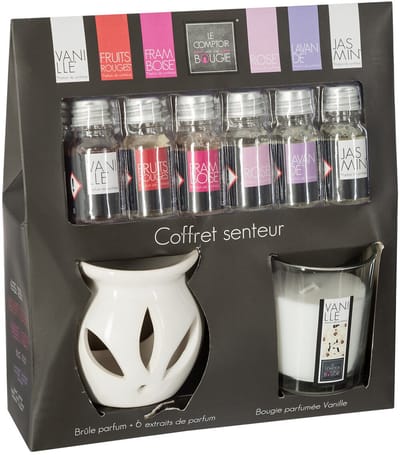 Geurolie Cadeauset/Geschenkset met Oliebrander-Geurbrander-Giftset-Geurkaars Vanille-Wierook-Geurverspreider-Aromabrander