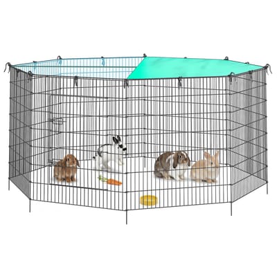 SONGMICS - Hondenren - Puppyren - Met Dak en Zonbescherming - Ademend Ontwerp - Voor Konijnen en Cavia's
