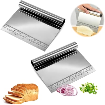 Dailygoody - Groenteschep - Deegsnijder - Vaatwasserbestendig - 15 x 12 cm - Keukenspatel - Voor Bakken en Snijden - Roestvrij staal
