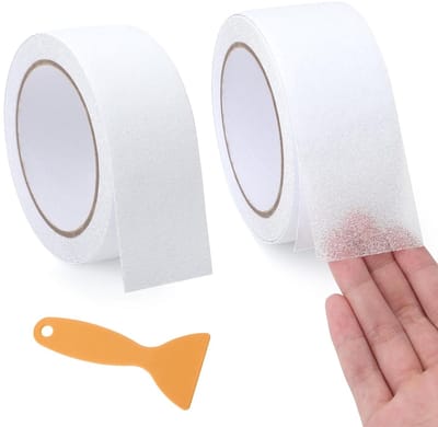 Pack van 2 antislip plakband, 5 cm x 5 m, zelfklevend en waterdicht, ideaal voor traptreden, voorkomt krassen en biedt grip voor ouderen en kinderen