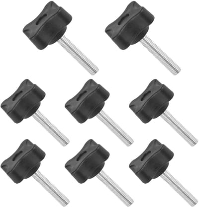 8-delige Star Grip Moeren met Knurled Schroefkop van 30mm - 4 Punten, Kunststof Hoofd, Gegalvaniseerd Koolstofstaal, Mechanische Vergrendeling, M6*30mm