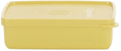 Tupperware KLEINE Broodtrommel Vierkant Geel | Lunchbox | Vintage trommel met deksel | Voor max. 2 sneetjes brood