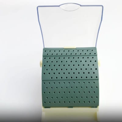 Boîte pour fraises dentaires 142 trous Stérilisateur Autoclave Outils de dentiste Mallette de foreuse Porte-instrument en plastique Désinfection vert foncé