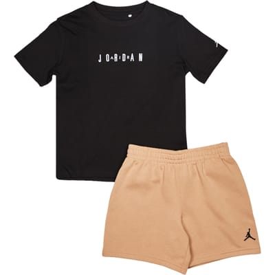 Jordan Wordmark Emb Trainingspakken Peuter - Zwart - Maat 104 - 110 CM - Katoen Jersey