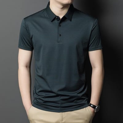 Zomer Onderhemd Heren High Sense Casual Revers Korte Mouw T-shirt Heren Poloshirt Revers Hoge Elasticiteit Ademend XXXXL black