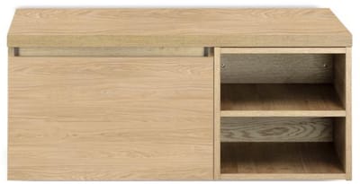 Frozen Badmeubelset 100 cm - Greeplijst in Kleur - Wastafel Regaalkast met Bovenblad Casella Oak