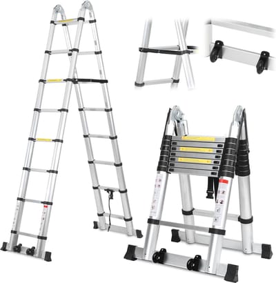 Telescopische Aluminium Klapladder - Multifunctioneel 5 m met 150 kg Belastbaarheid