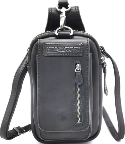 HillBurry Leren Schoudertas-riemtas zwart - vernieuwd model - AK100/WH