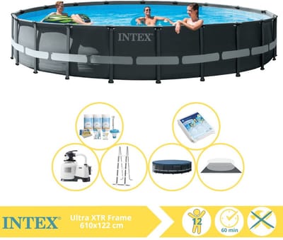 Intex Ultra XTR Frame Zwembad - Opzetzwembad - 732x132 cm - Inclusief Onderhoudspakket en Glasparels
