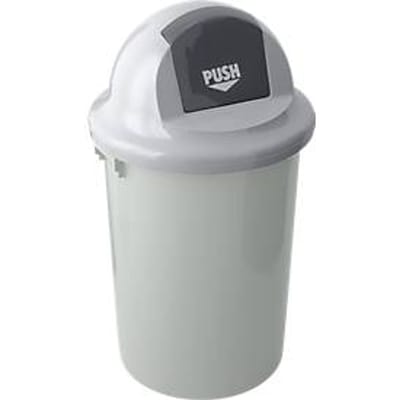 Push afvalemmer met deksel en inworpklep, 47 l, grijs