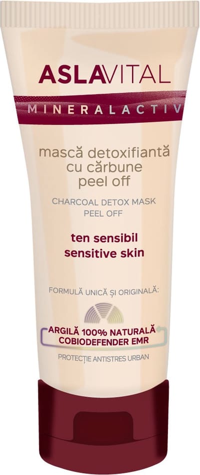 Aslavital Charcoal detox masker PEEL OFF - gezichtsmasker - gevoelige huid - 100% natuurlijke klei - 100ml
