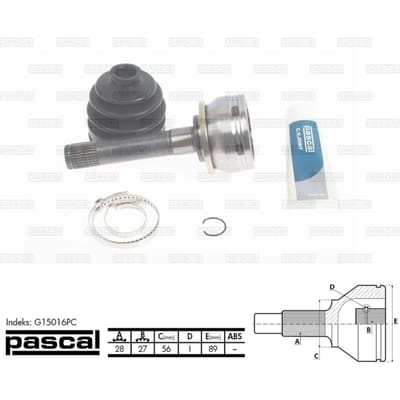 Homokineet reparatie set, aandrijfas PASCAL G15016PC
