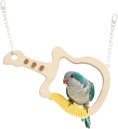 Vogel Speelgoed - Houten Zitstok - Vogels Trainen - Gitaar Vorm - 15 x 26 x 1 cm - Natuurlijk Hout