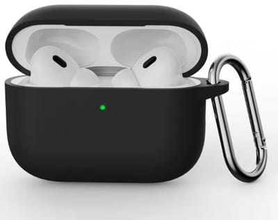 Hoesje Geschikt voor Apple AirPods Pro - Zwart - Casemania Liquid Siliconen Bescherm Hoes met Bevestigingslus & Karambijnhaak