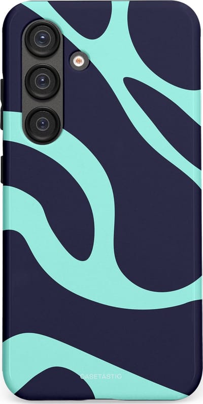 Casetastic Hoesje Geschikt voor Samsung S25 - Stijlvolle Beschermende Duo-layer Case - Golvenritme Aqua-Marine