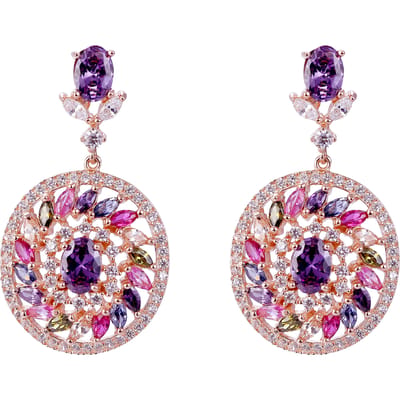 Orphelia ZO-7428/RG - Oorhangers Colored Stones - Zilver 925 Rosé - Zirkonia - 4 cm