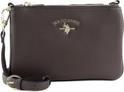U.S. POLO ASSN. Schoudertas Stanford Double Flat Crossbody Dark Brown Bruine