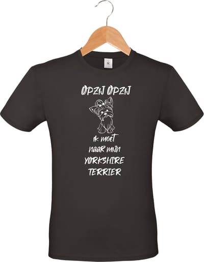 mijncadeautje - T-shirt unisex - zwart - Opzij Opzij ik moet naar mijn : Yorkshire Terrier - maat M